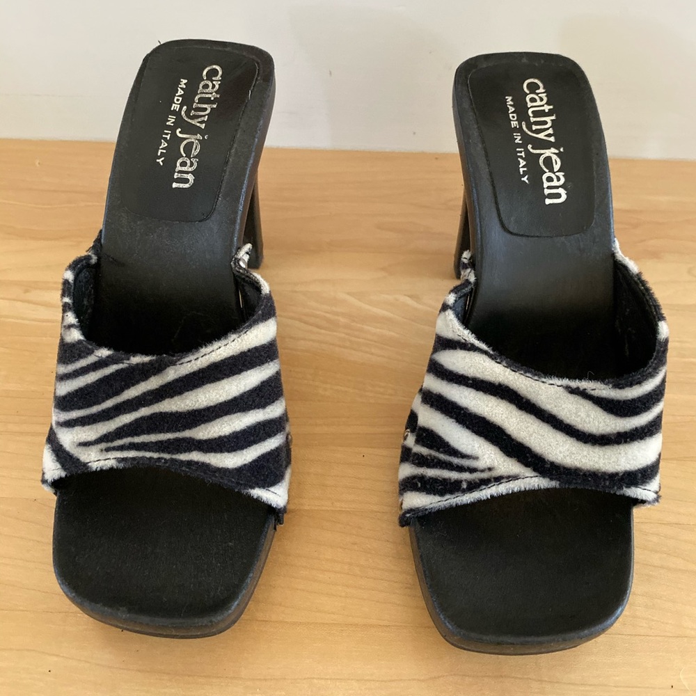 Cathy Jean Zebra Pattern  4" Chunky Heels